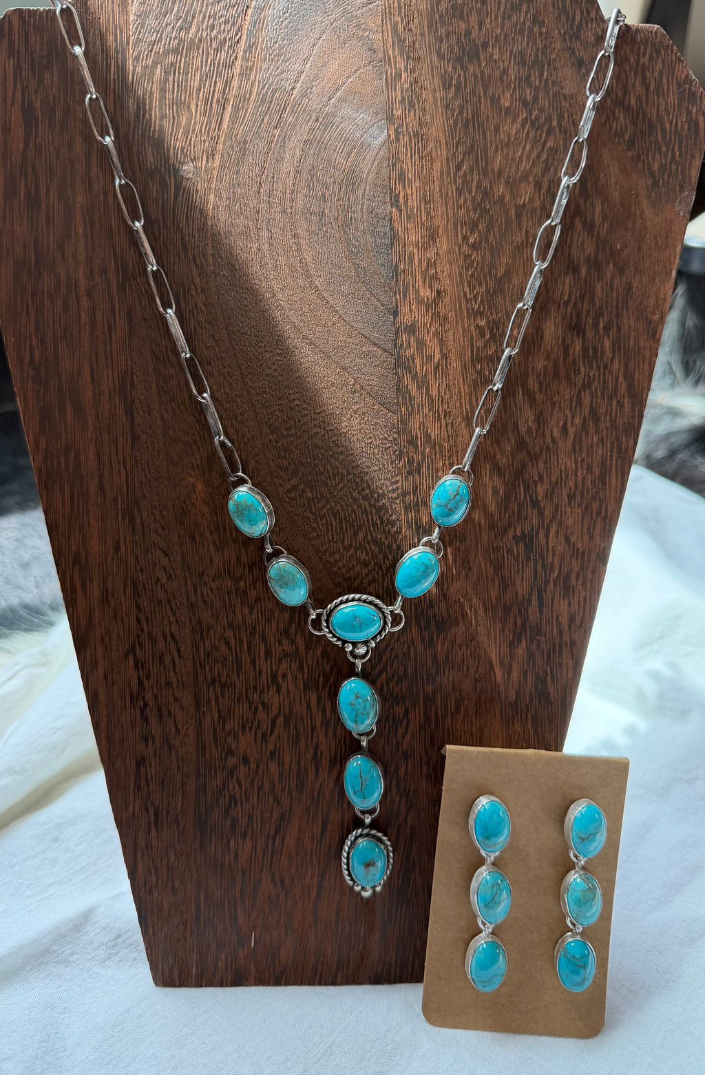 Three stone Kingman dangle earrings