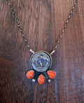 Buffalo nickel and Orange Spiny necklace