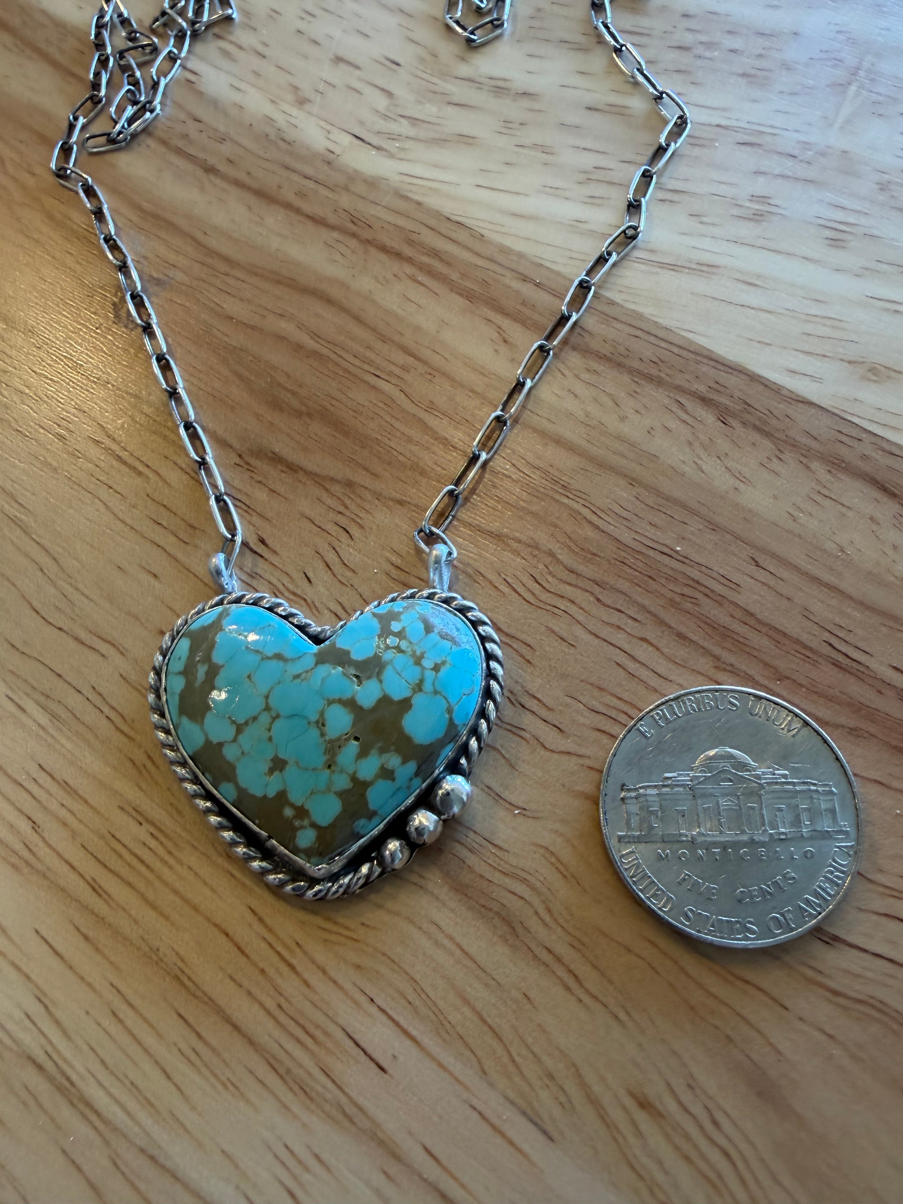 Chunky kingman heart necklace